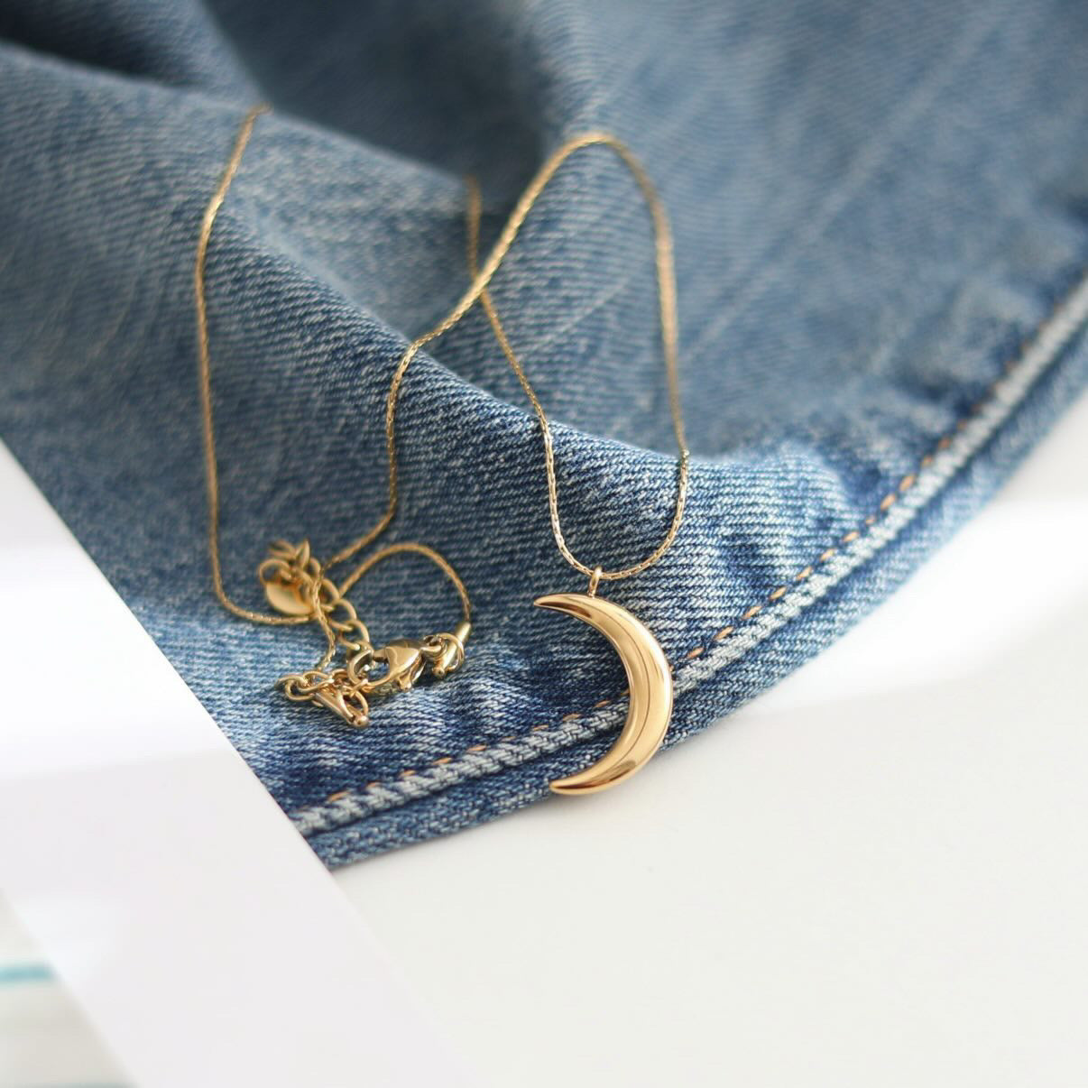 Gold Moon Pendant Necklace