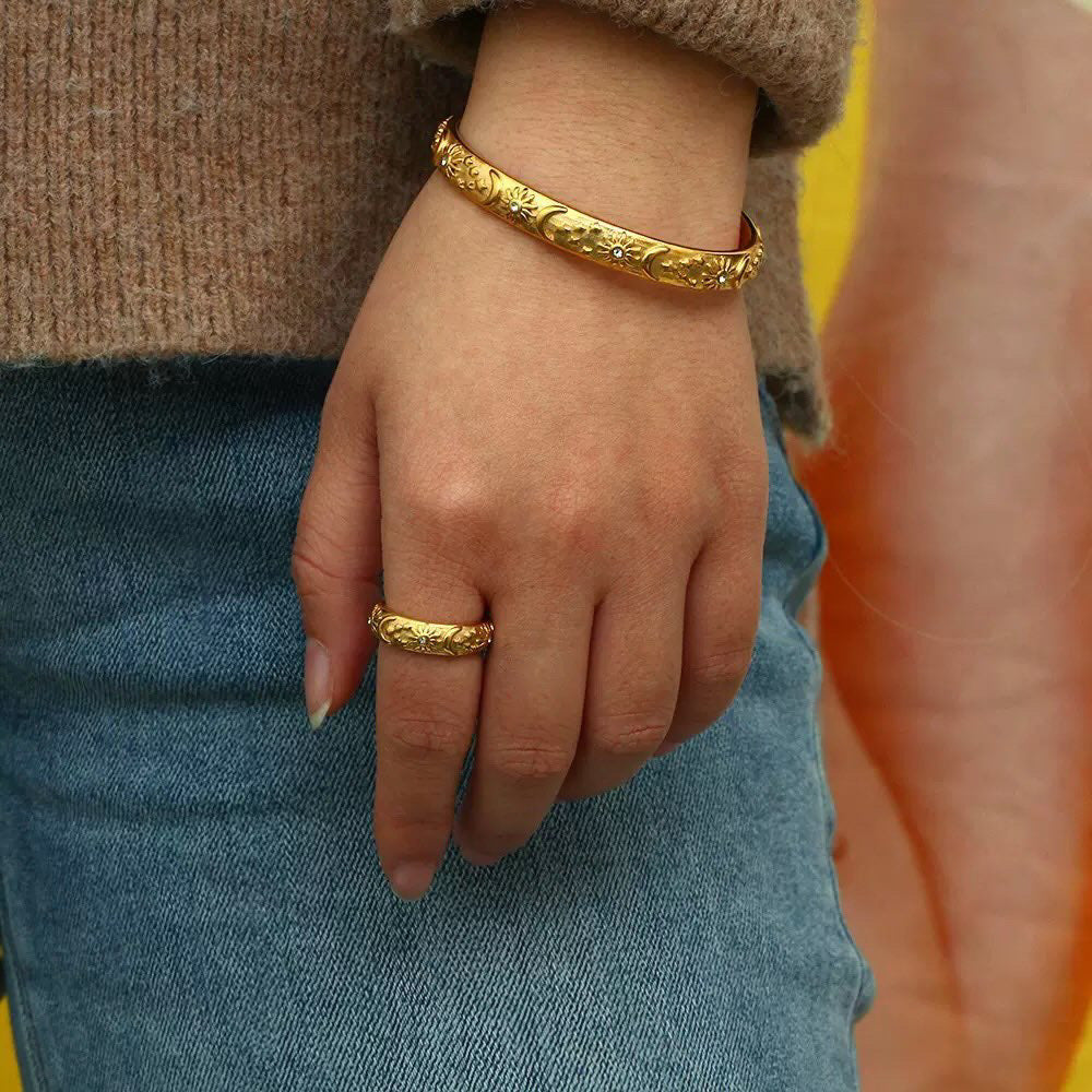 Gold Celestial Cuff Bracelet